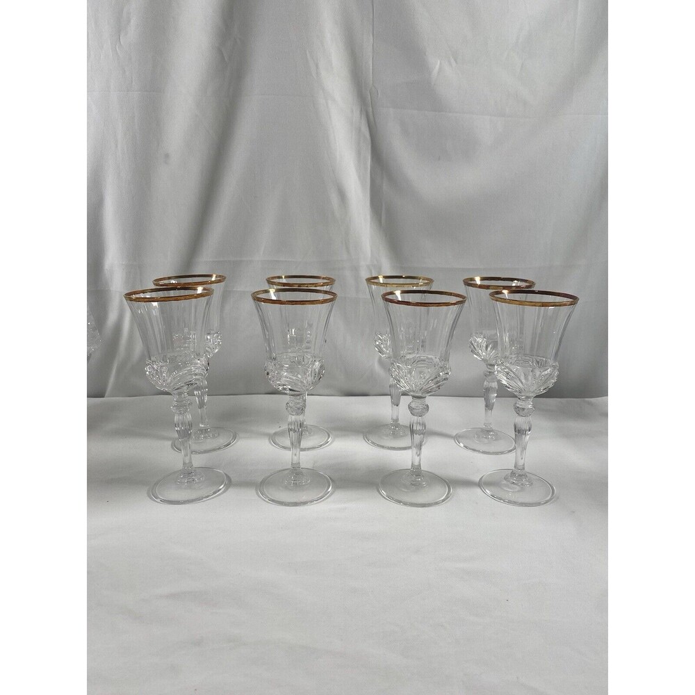 ONE Royal Crystal Rock Aurea Gold Water Wine Goblet Gold Rim 7 3/8” READ #671